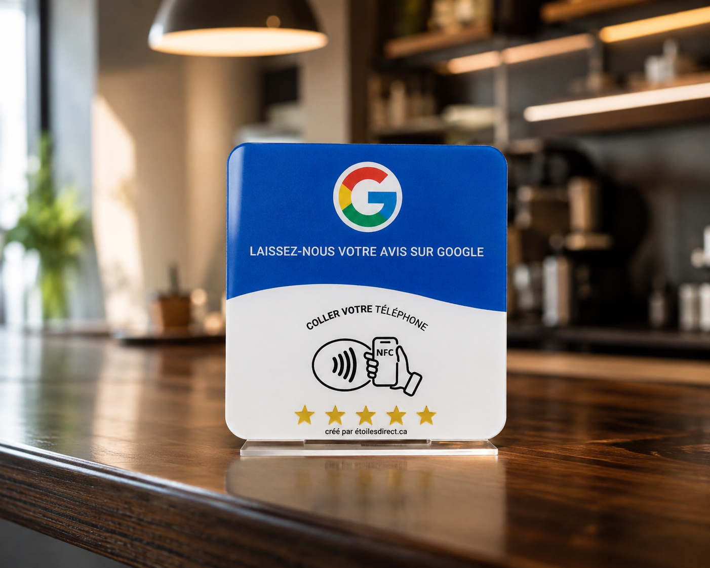 Carte NFC avis Google Étoiles Direct — vue de face